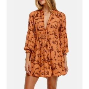Agua Bendita Women’s Pavana Romero Dress M Orange Long Sleeve